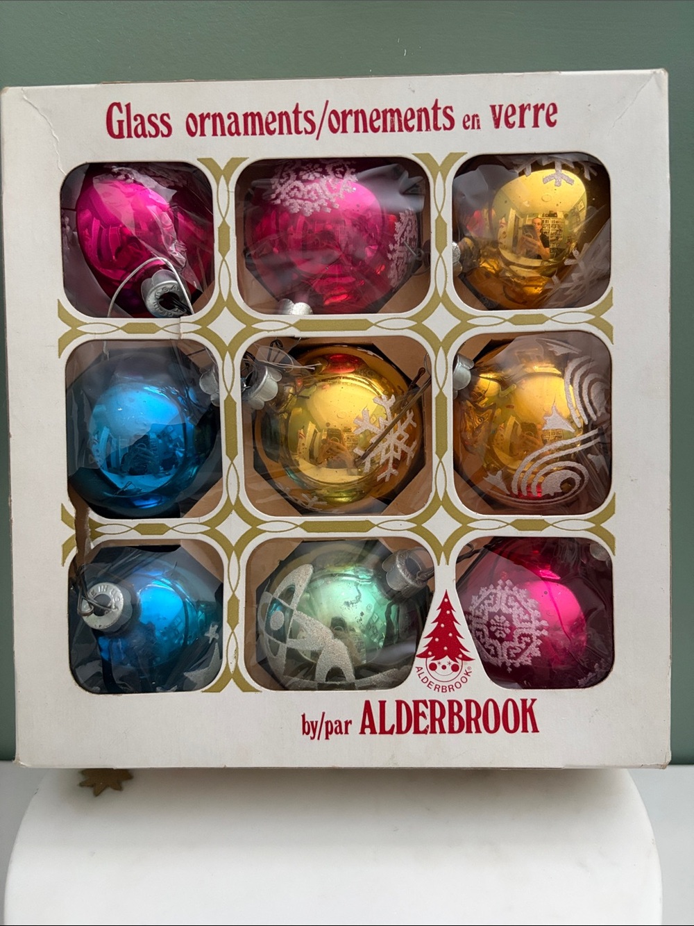 Vintage Glass Holiday Ornament Set - Assorted Pink, Gold, Blue, Green